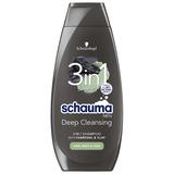 3 az 1-ben Férfi Sampon Hajra-Testre-Arcra Szén és Agyag Kivonattal - Schwarzkopf Schauma Men 3 in 1 Hair-Body-Face Shampoo with Charcoal + Clay, 400 ml