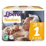 Pelenkák Újszülöttek - Libero Newborn, méret 1 (2-5 kg), 28 db.