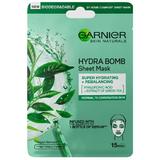 Hidratáló szövetmaszk zöld teával és hialuronsavval - Garnier Hydra Bomb Sheet Mask, 28 g