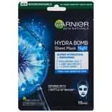 Intenzív hidratáló és helyreállító szövetmaszk búzavirág kivonattal és hialuronsavval - Garnier Skin Naturals Hydra Bomb Sheet Mask Night, 28 g