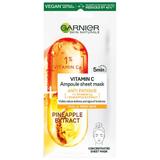 Szövetmaszk fakó és fáradt bőrre ananásszal és C vitaminnal - Garnier Skin Naturals Vitamin C Ampoule Sheet Mask Anti Fatigue, 15 g