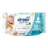 Kupakos nedves törlőkendők – Vip Baby Wet Wipes with Aloe Vera Extract, Paksel, 120 db.