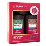 Szett sampon és balzsam keratinnal és argánolajjal minden hajtípusra - Arganicare Shampoo & Conditioner 2-in1 Keratin + Argan Oil, 1 csomag