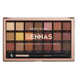 Szemhéjfesték paletta, 21 árnyalat és 1 ecset - Profusion Cosmetics Siennas, 245 g