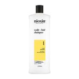 Professzionális Erősítő Sampon Töredezés Ellen Enyhén Elvékonyodott Természetes Hajra - Nioxin System 1 Scalp + Hair Shampoo, 1000 ml