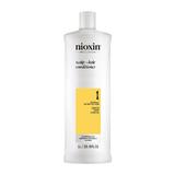 Professzionális törésgátló erősítő balzsam természetes, könnyen vékonyodó megjelenésű hajra - Nioxin System 1 Scalp + Hair Conditioner, 1000 ml