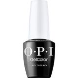 Félpermanens Vegán és Hemamentes Körömlakk - OPI Gel Color, árnyalata Lady in Black™, 15 ml