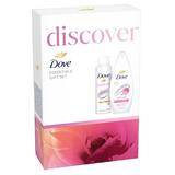 Ajándékcsomag Dove Discover Essentials Gift Set - Tusfürdő Petal Soft Shower Gel, 250 ml + Dezodor Spray Powder Soft Anti-Perspirant, 150 ml