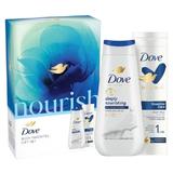 Ajándékcsomag Dove Nourish Essentials Gift Set - Tusfürdő Advanced Care Deeply Nourishing Shower Gel, 225 ml + Testtej Body Love Essential Care Body Milk, 250 ml