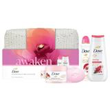 Ajándékcsomag Dove Awaken Ultimate Beaty - Tusfürdő Advanced Care Reviving, 225 ml + Dezodor Spray Advanced Care Pomegranate, 150 ml + Testradír Pomegranate Seeds & Shea, 225 ml + Krémszappan Pink, 90 g