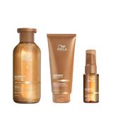 Hidratáló Csomag Száraz és Fénytelen Hajra Wella Professionals Ultimate Smooth: Sampon 250 ml + Balzsam 200 ml + Hajolaj 30 ml